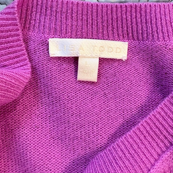 Lisa Todd Pucker Up Lip Graphic Wool Cashmere Sweater Pink Size L🧡 - Picture 7 of 12
